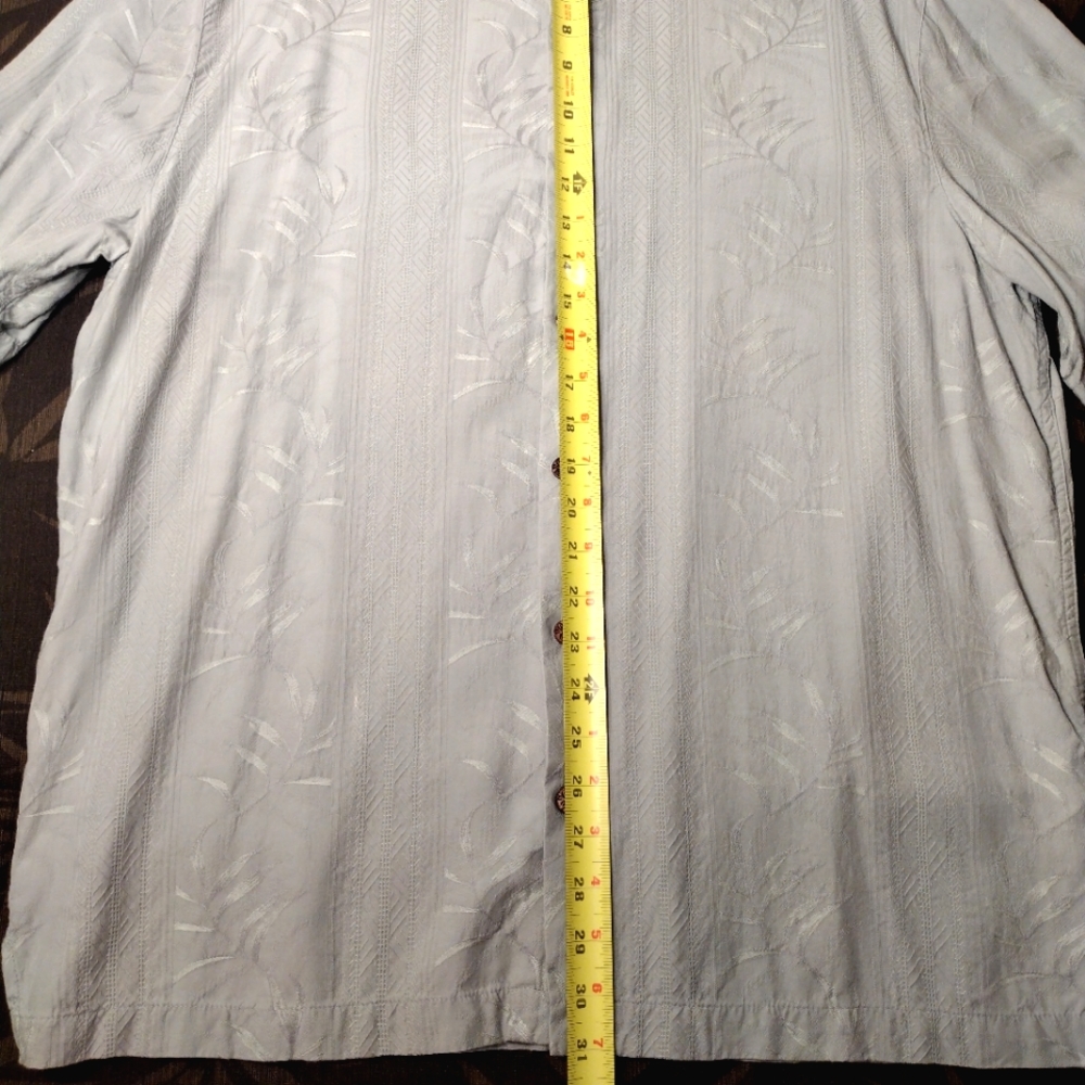 MEN'S Caribbean Silk Blend Palm Green Short Sleeve Button Down Shirt Lar… - Picture 8 of 9
